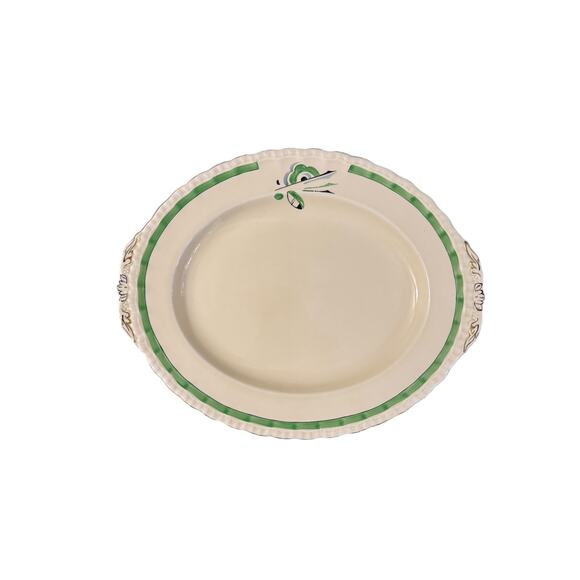 Vintage Grindley Serving Platter Cream with Gold & Green Accents Numbered 4124 - Picture 1 of 4